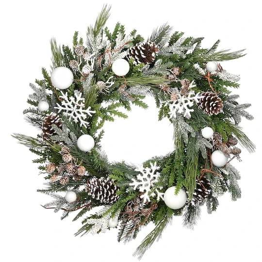 Alpine Collection 30" Warm White LED Decorated Wreath 8 Alpine Collection 30" Warm White LED Decorated Wreath - Image 6