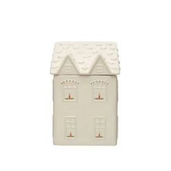 Hello Honey® White & Gold Hand-Painted Stoneware House Cookie Jar