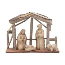 Hello Honey® 10" Recycled Handmade Driftwood Nativity Christmas Décor