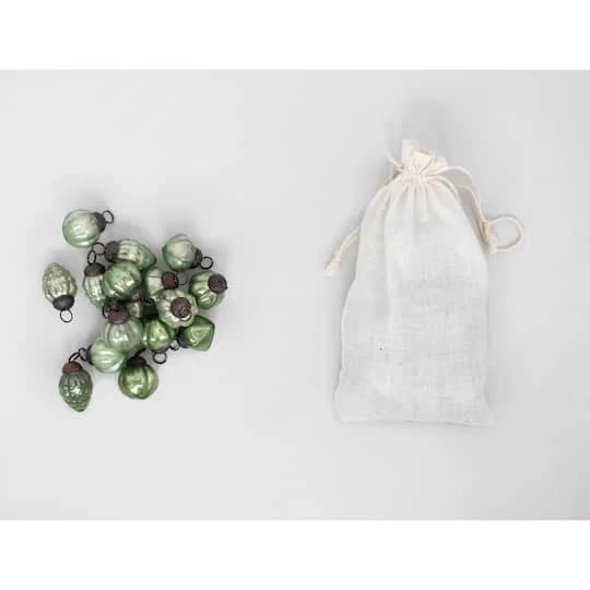 Hello Honey® 36ct. 1" Green Embossed Mercury Novelty Ornaments In Muslin Bag 5 Hello Honey® 36ct. 1" Green Embossed Mercury Novelty Ornaments In Muslin Bag - Image 3