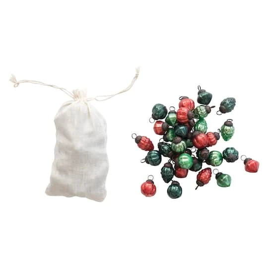 Hello Honey® 36ct. 1" Red & Green Embossed Mercury Novelty Ornaments In Muslin Bag 4 Hello Honey® 36ct. 1" Red & Green Embossed Mercury Novelty Ornaments In Muslin Bag - Image 2