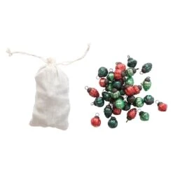 Hello Honey® 36ct. 1" Red & Green Embossed Mercury Novelty Ornaments In Muslin Bag