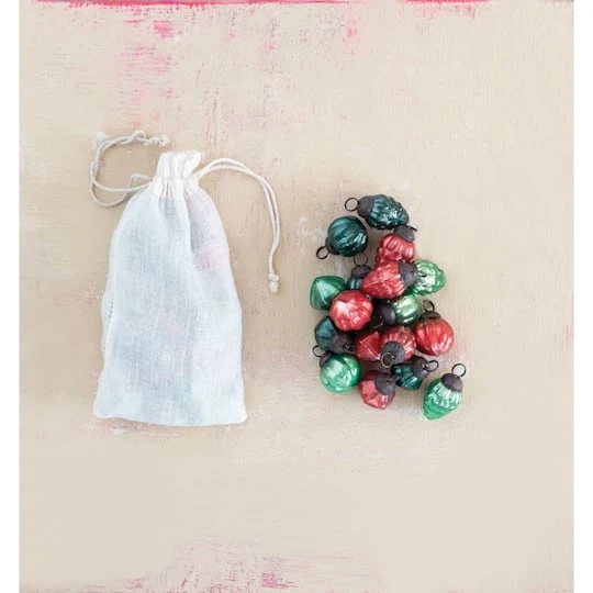 Hello Honey® 36ct. 1" Red & Green Embossed Mercury Novelty Ornaments In Muslin Bag 5 Hello Honey® 36ct. 1" Red & Green Embossed Mercury Novelty Ornaments In Muslin Bag - Image 3