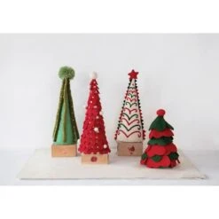 Hello Honey® 13" Red & White Wool Felt Tree With Pom Poms -Michaels X-Mas Decor D758775S 2