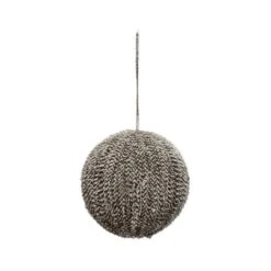 Hello Honey® 6" Snow Finish Brown Textured Plastic Ball Ornament