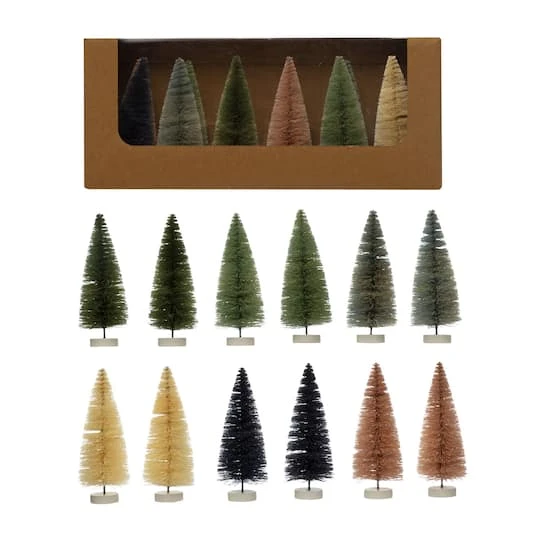 Hello Honey® 14" Multicolor Sisal Bottle Brush Tree With Wood Base Set 4 Hello Honey® 14" Multicolor Sisal Bottle Brush Tree With Wood Base Set - Image 2