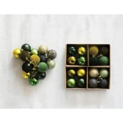 Hello Honey® 10" Green Flocked, Glitter, Matte & Pearlized Plastic Ball Ornaments Box Set -Michaels X-Mas Decor D758806S 2
