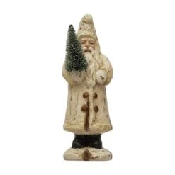 Hello Honey® 9.5" Recycled Paper Mache Cream Santa With Bottle Brush Tree 5 Hello Honey® 9.5" Recycled Paper Mache Cream Santa With Bottle Brush Tree -Michaels X-Mas Decor D758817S 1 1