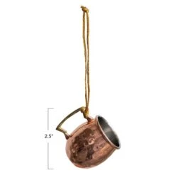Hello Honey® 2.5" Copper Finish Hammered Stainless Steel Mule Mug Ornament -Michaels X-Mas Decor D758827S 5