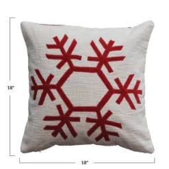 Hello Honey® Cream & Red Embroidered Snowflake Pillow -Michaels X-Mas Decor D758828S 4
