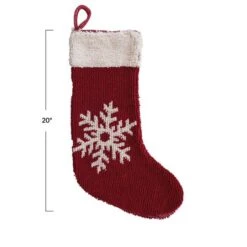 Hello Honey® 20" Red & Cream Snowflake Cotton Knit Stocking -Michaels X-Mas Decor D758829S 3