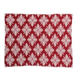 Hello Honey® Red & White Snowflake Two-Sided Cotton Knit Slub Throw 10 Hello Honey® Red & White Snowflake Two-Sided Cotton Knit Slub Throw -Michaels X-Mas Decor D758831S 3