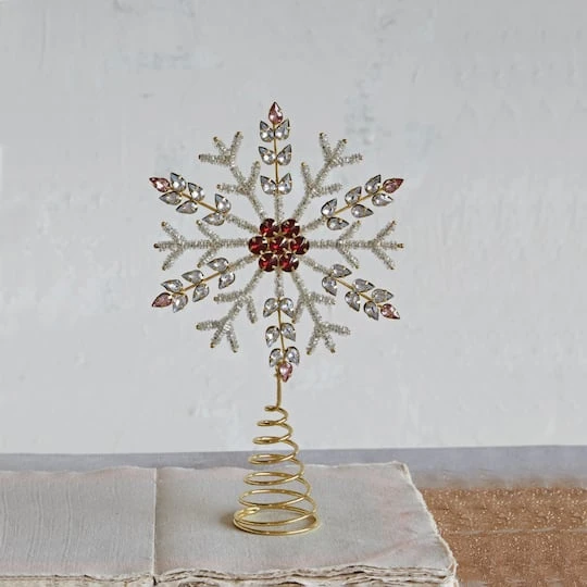 Hello Honey® 11" Metal, Glass & Acrylic Snowflake Tree Topper With Jewels 5 Hello Honey® 11" Metal, Glass & Acrylic Snowflake Tree Topper With Jewels - Image 3