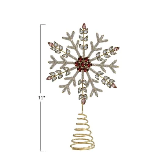 Hello Honey® 11" Metal, Glass & Acrylic Snowflake Tree Topper With Jewels 6 Hello Honey® 11" Metal, Glass & Acrylic Snowflake Tree Topper With Jewels - Image 4
