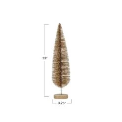 Hello Honey® 13" Gold Glitter Plastic Bottle Brush Tree With Wood Base -Michaels X-Mas Decor D758840S 4
