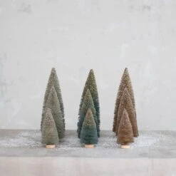 Hello Honey® 12" Green & Gold Glitter Sisal Bottle Brush Tree With Wood Base -Michaels X-Mas Decor D758843S 2