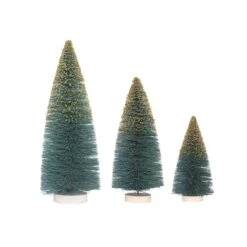 Hello Honey® 12" Green & Gold Glitter Sisal Bottle Brush Tree With Wood Base -Michaels X-Mas Decor D758843S 3