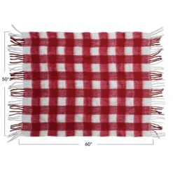 Hello Honey® Red & White Plaid Woven Acrylic Throw With Fringe 11 Hello Honey® Red & White Plaid Woven Acrylic Throw With Fringe -Michaels X-Mas Decor D758850S 4