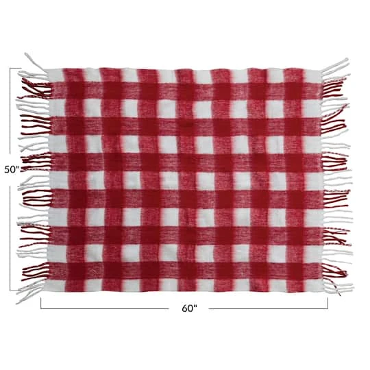 Hello Honey® Red & White Plaid Woven Acrylic Throw With Fringe 7 Hello Honey® Red & White Plaid Woven Acrylic Throw With Fringe - Image 5