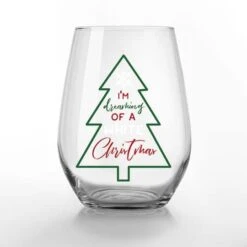 15oz. Dreaming Of A White Christmas Stemless Wine Glass
