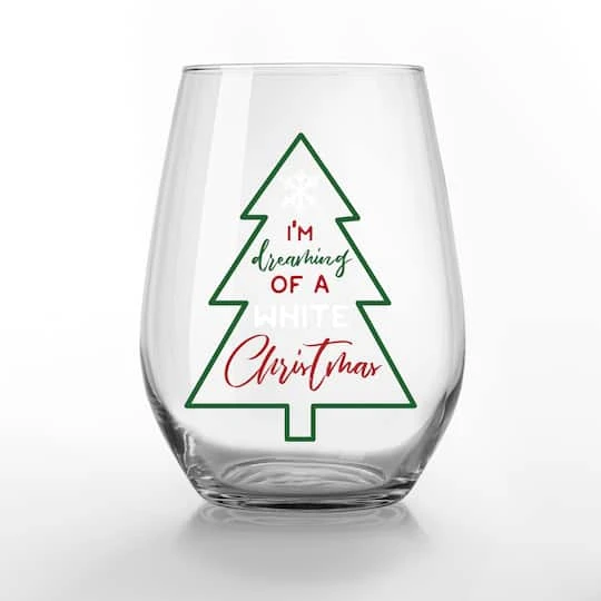 15oz. Dreaming Of A White Christmas Stemless Wine Glass 3 15oz. Dreaming Of A White Christmas Stemless Wine Glass