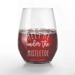 15oz. Meet Me Under The Mistletoe Stemless Wine Glass -Michaels X-Mas Decor D761422S 2