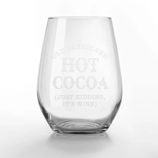 15oz. Old Fashioned Hot Cocoa Engraved Stemless Wine Glass 4 15oz. Old Fashioned Hot Cocoa Engraved Stemless Wine Glass - Image 2