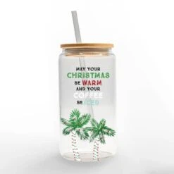 16oz. A Warm Christmas Glass Can Tumbler