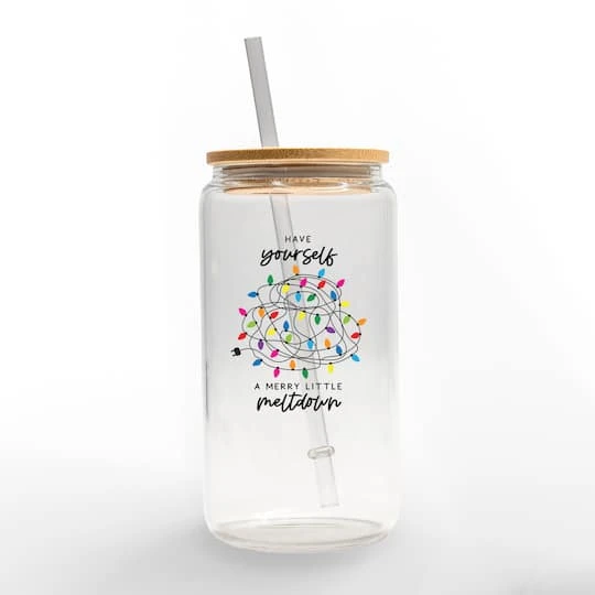 16oz. A Merry Little Meltdown Glass Can Tumbler 3 16oz. A Merry Little Meltdown Glass Can Tumbler