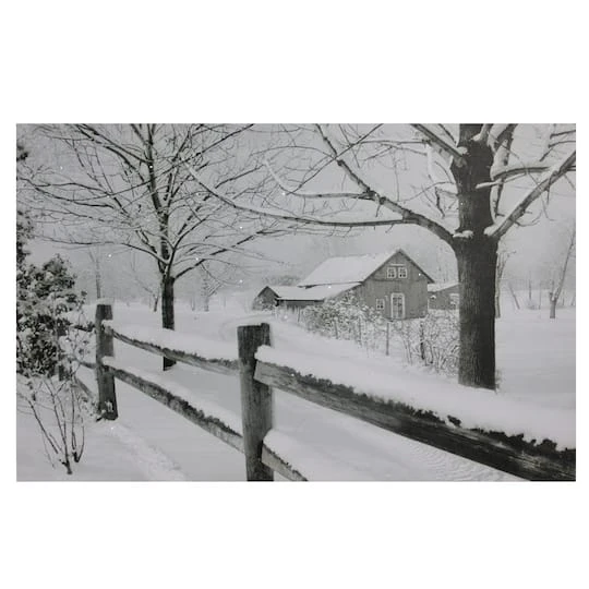 Northlight Snowy Winter Cabin Fiber Optic Lighted Canvas Wall Art 4 Northlight Snowy Winter Cabin Fiber Optic Lighted Canvas Wall Art - Image 2