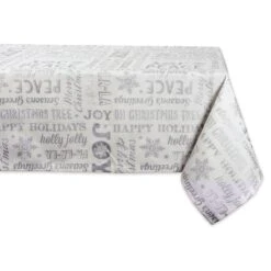 DII® Silver Christmas Collage Tablecloth