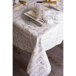 DII® Silver Christmas Collage Tablecloth -Michaels X-Mas Decor M20014650 2