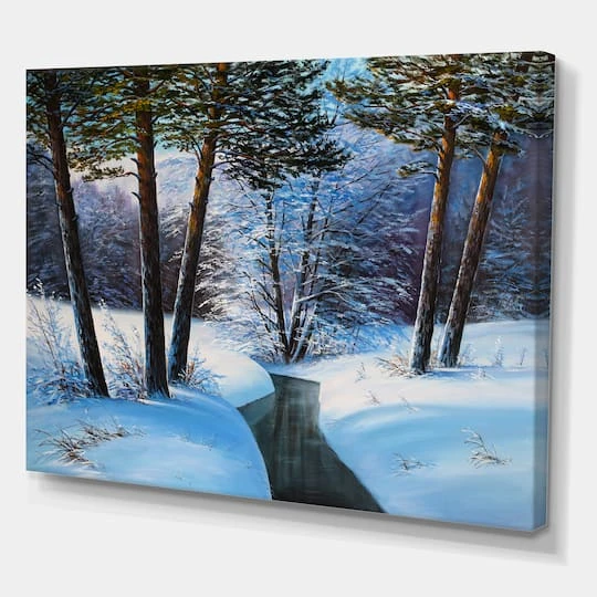 Designart Christmas Forest With River & Trees IIICanvas Wall Art 5 Designart Christmas Forest With River & Trees IIICanvas Wall Art - Image 3
